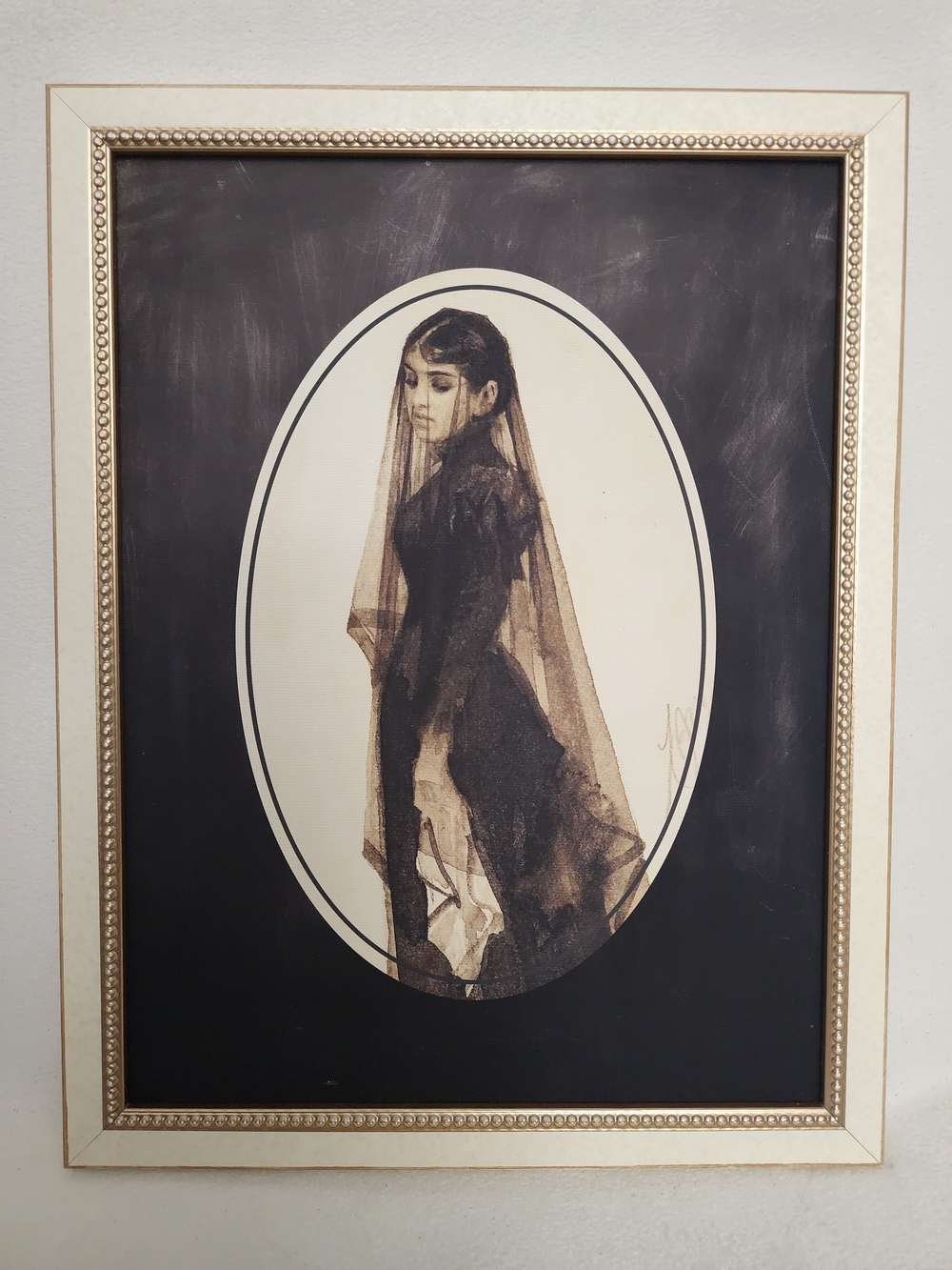 Framed Black and Cream Vintage-Style Portrait Wall Art